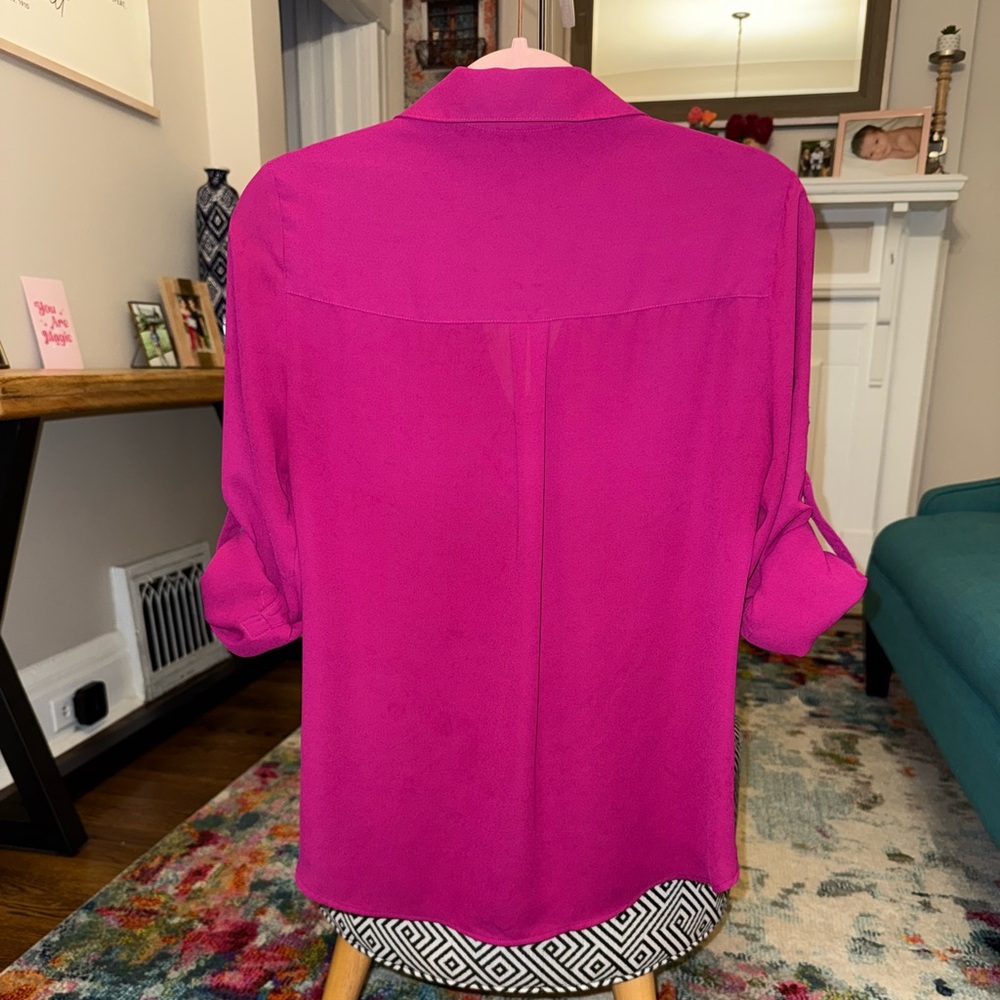 2/$10 • Express Fuchsia Portofino Button Down Blouse - Size: Small - Picture 4 of 9